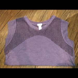 purple no sleeve shirt